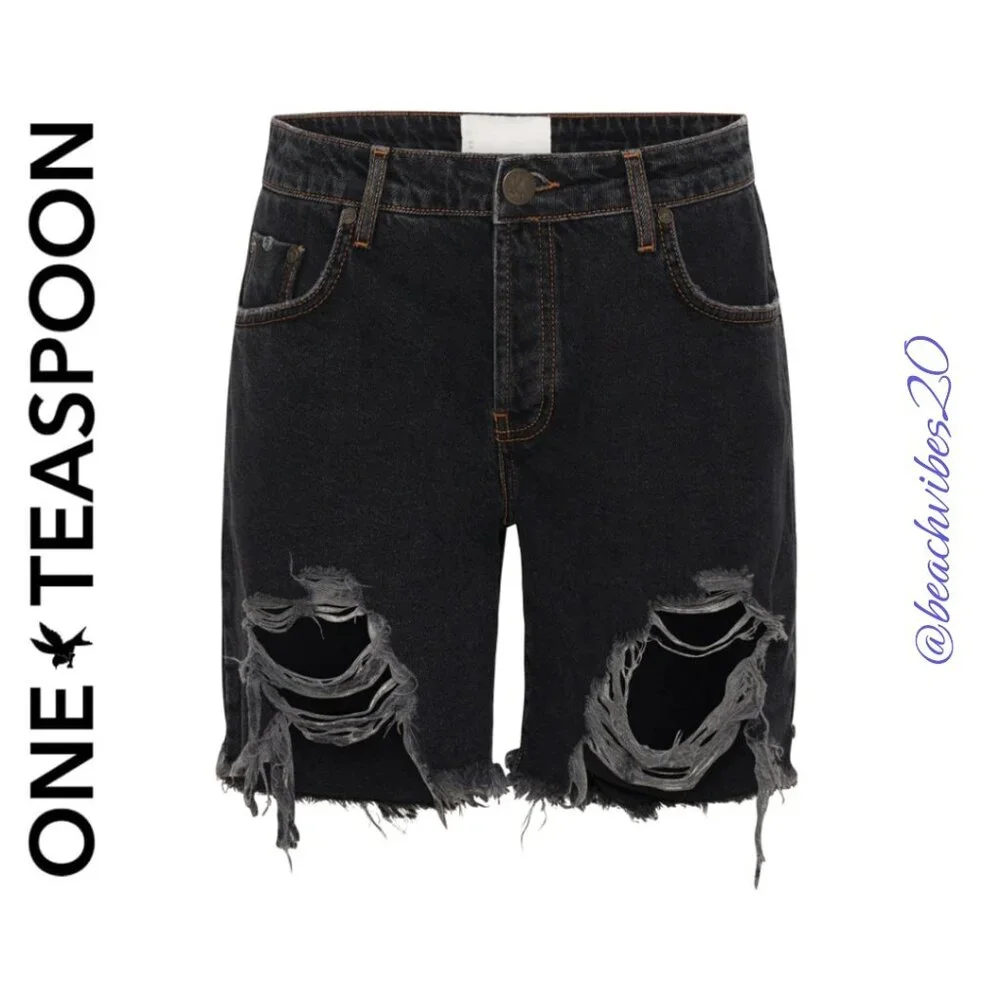 ONE TEASPOON Stevies Low Waist Long Length Boyfriend Denim Shorts 26 NWT 0-290